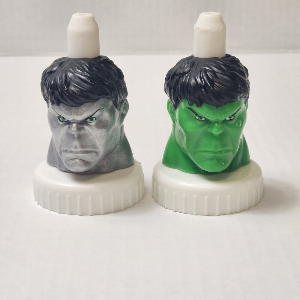 Good 2 Grow Incredible Hulk Lot of 2 Top Toppers Lid Metalic Silver Toddler
